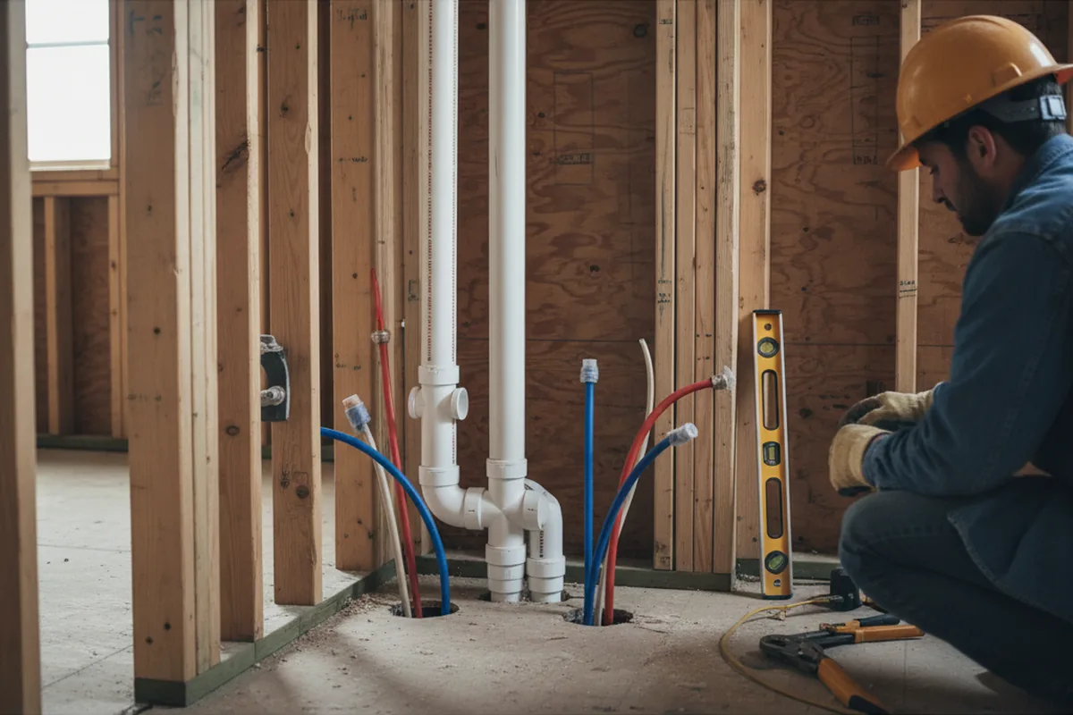 Drain and supply rough-in during Sump Pump Repair in Marine City