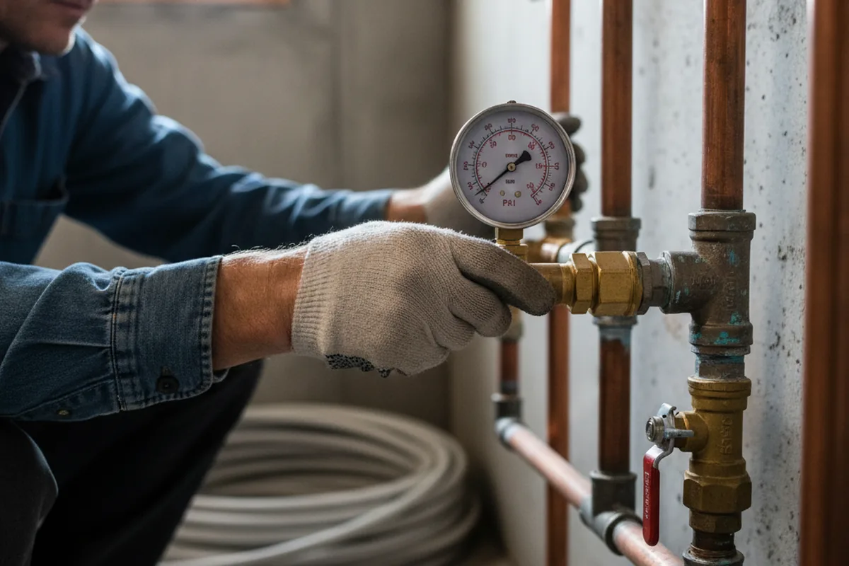 Pressure testing a repaired line during Water Line Repair in Marine City